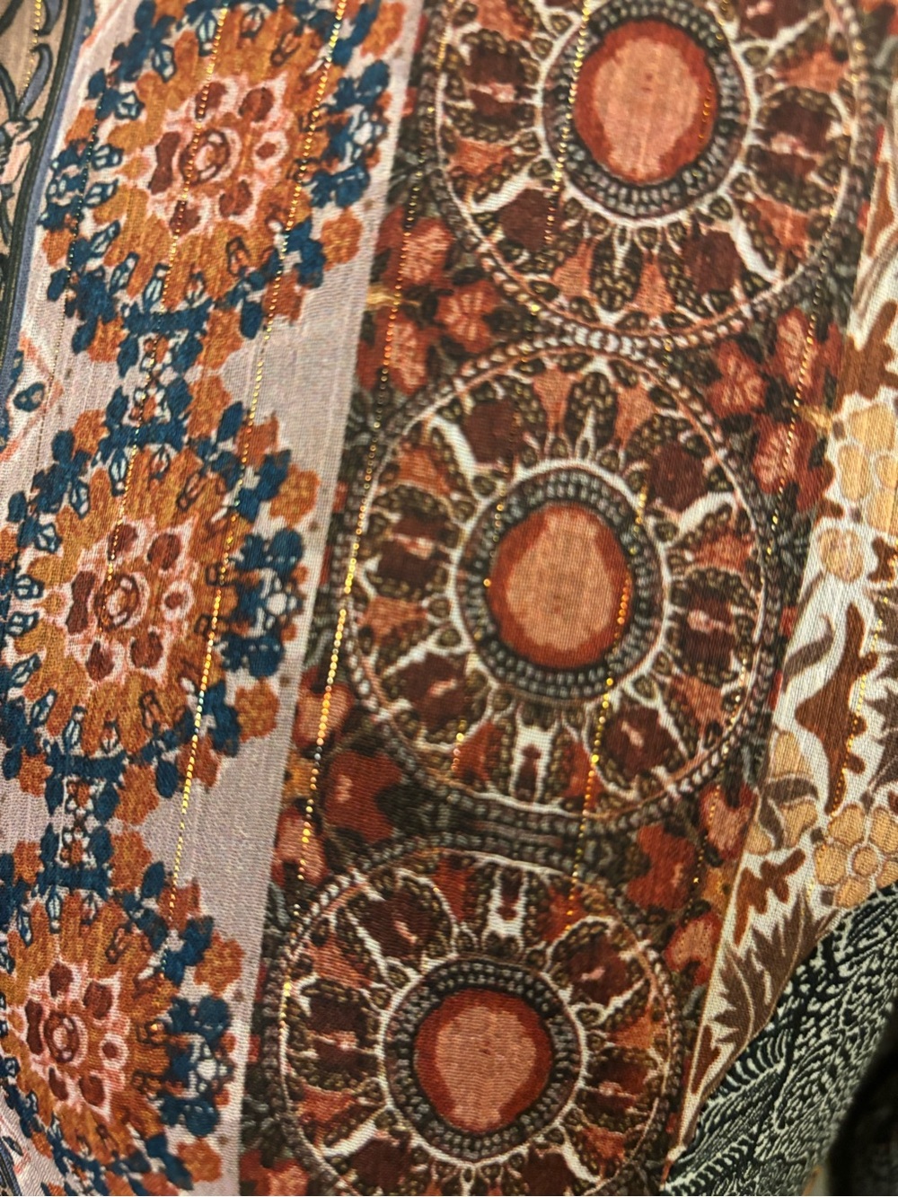 Desigual Mixed Print Midi Dress in Rust, Green and Mustard - Picture 4 of 11